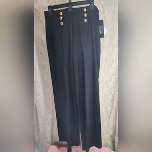 DM Black Trouser Slacks Pants Gold Buttons  NWT